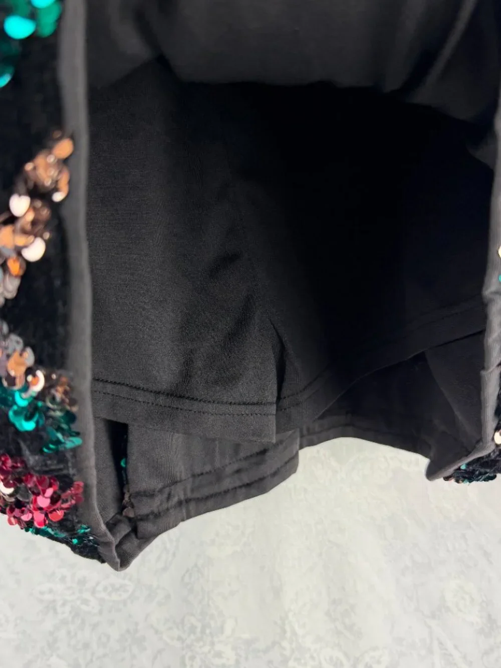 SHEIN Women’s XL Sequin Skort Mini Skirt Black Multicolor Sparkle Elastic Waist